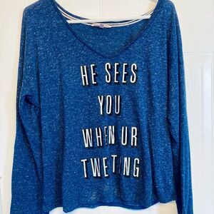 Victoria's Secret He‎ sees you when ur tweeting shirt Large